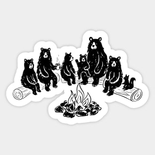 A family of bears by the fire Sticker